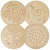 Kraftella Lippan Art Mandala Art Materials Diy Kit With Four Designs Premarked Mdf Board (4 Pcs Premarked Art Board, Diwali