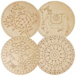 Kraftella Lippan Art Mandala Art Materials Diy Kit With Four Designs Premarked Mdf Board (4 Pcs Premarked Art Board, Diwali